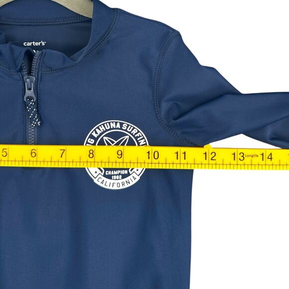 Carters Blue Quarter Zip Long Sleeve Logo Print Rash Guard Shirt Size 2T - Picture 5 of 6